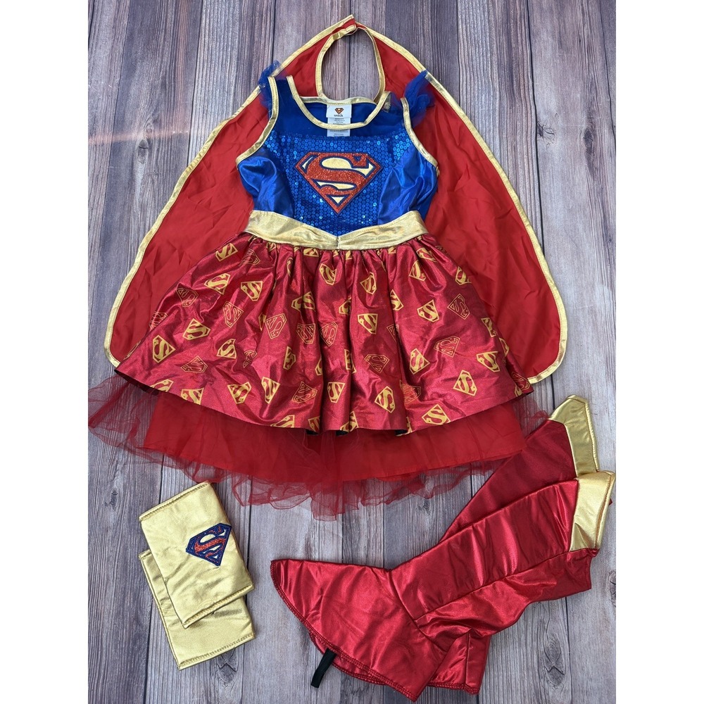 Super Girl Costume Kids Halloween Dress-up Complete Outfit Size Small